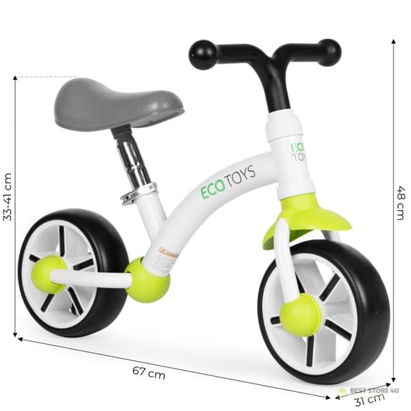 Balanscykel för barn EVA-hjul sadeljustering grön ECOTOYS