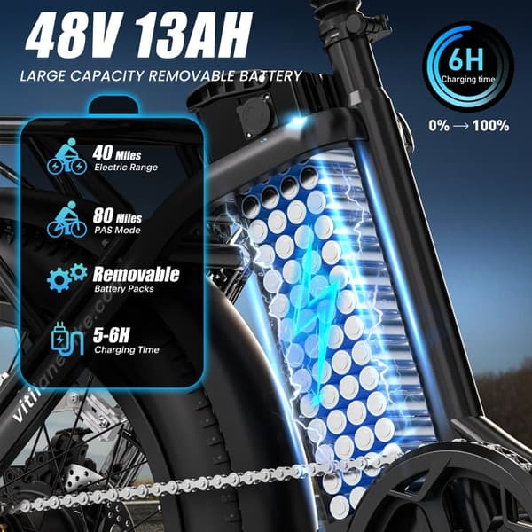Kaupunkisähköpyörä Vitilan U3 - Moottori 48V 750W - Läpiajo - Taittuva