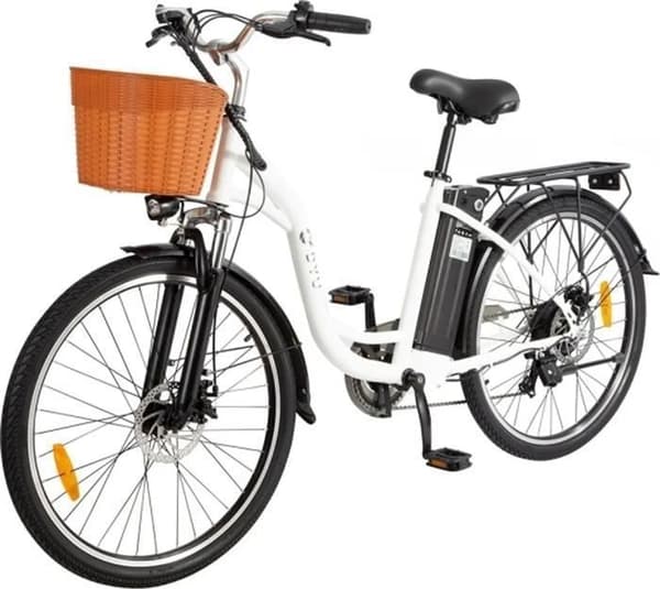 DYU C6 Elcykel 26" VAE - Motor 250W - Avtagbart batteri 36V/12.5Ah - Räckvidd 100km, Shimano 6 växlar, Vit