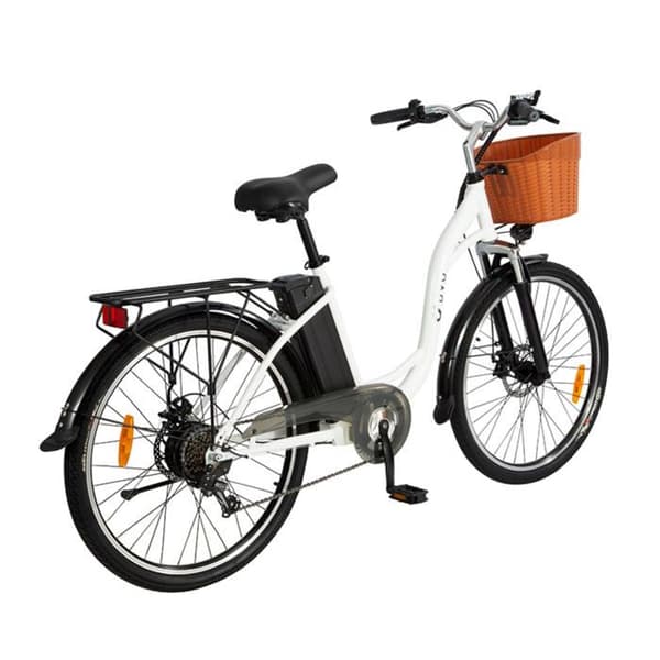 Elcykel DYU C6 26 Tum 25km/h - Motor 350W Batteri 36V12.5Ah Skivbromsar - Vit