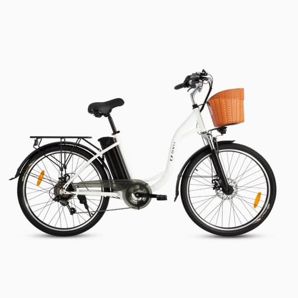 Elcykel DYU C6 26 Tum 25km/h - Motor 350W Batteri 36V12.5Ah Skivbromsar - Vit