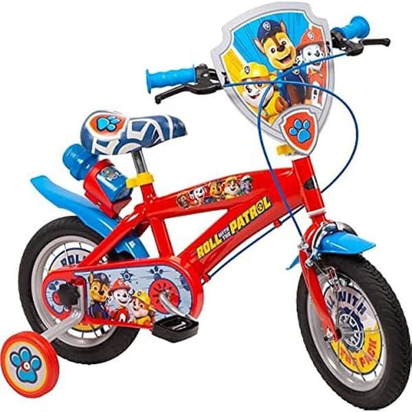 Paw Patrol unisex ungdomscykel - Toimsa - 12 tum - Vit - Bromsar fram och bak - Uppblåsbara hjul