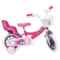 Miniatyrbild 4 av 4: 12'' MINNIE / DISNEY barncykel (barnhöjd &lt; 95 cm) utrustad med 1 broms, främre korg, dockhållare och stabilisatorer.