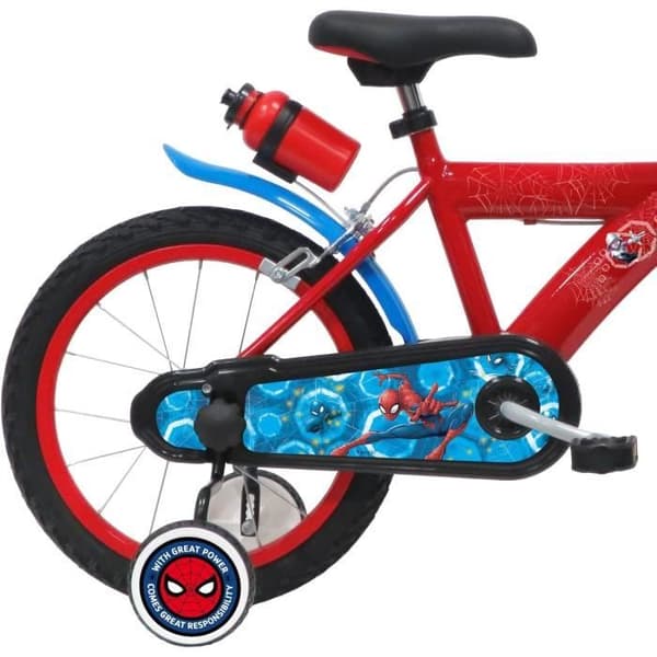 16'' pojkcykel SPIDERMAN - ATLAS - Styv stålram &amp; gaffel - 2 bromsok - Uppblåsbara däck