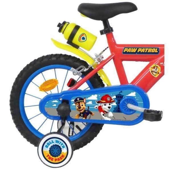 16" Paw Patrol barncykel utrustad med 2 bromsar, Flask/Flaskhållare Stänkskydd, Frontplatta, stabilisatorer + Hjälm!