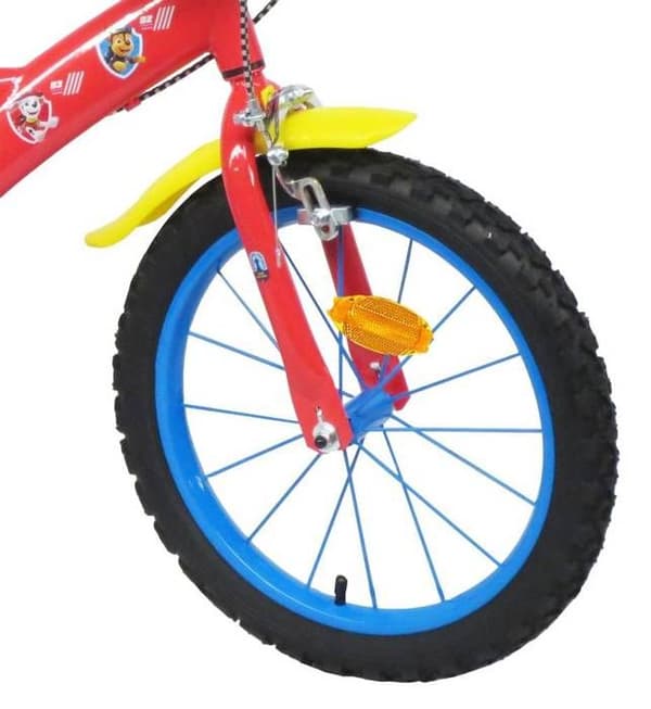 16" Paw Patrol barncykel utrustad med 2 bromsar, Flask/Flaskhållare Stänkskydd, Frontplatta, stabilisatorer + Hjälm!