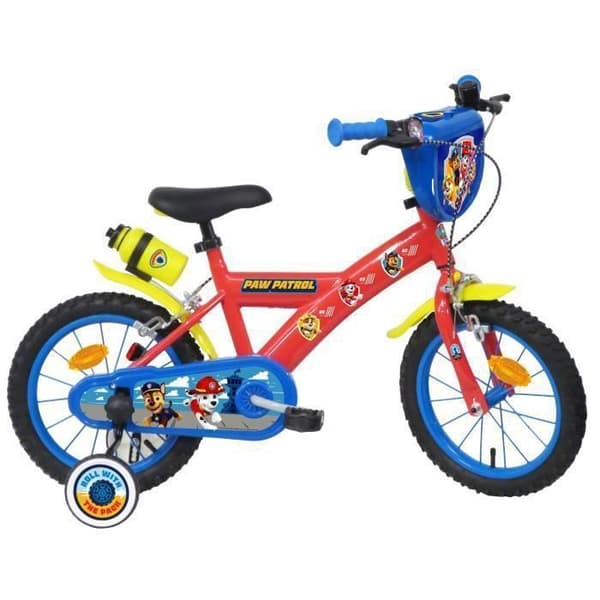 16" Paw Patrol barncykel utrustad med 2 bromsar, Flask/Flaskhållare Stänkskydd, Frontplatta, stabilisatorer + Hjälm!
