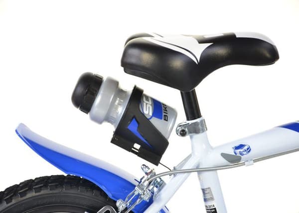 SCH RUNNER 14'', cykel för barn, anpassad för barn 4 till 6 år, 100 till 120 cm, med ringklocka och vattenflaska, blå