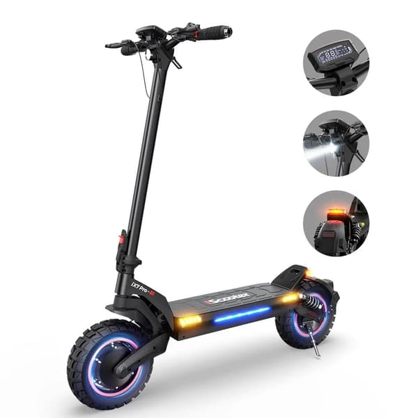iScooter iX7 Pro 48V 17.5Ah 2*1000W Motor 10 tums däck 60km/h Hastighet 60KM Max räckvidd Off-road elektrisk skoter