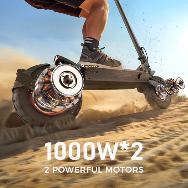 iScooter iX7 Pro 48V 17.5Ah 2*1000W Motor 10 tums däck 60km/h Hastighet 60KM Max räckvidd Off-road elektrisk skoter