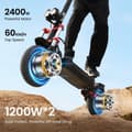 Miniatyrbild 5 av 11: iScooter iX8 48V 20Ah Batteri 2*1200W Motor 60km/h Hastighet 70KM Max Räckvidd 12 Tums Däck Off-road Elektrisk Scooter