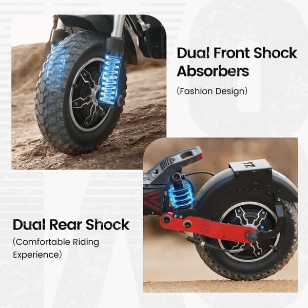 iScooter iX8 60km/h Hastighet 70KM Max Räckvidd 48V 20Ah Batteri 2*1200W Motor 12 Tums Däck Off-road Elektrisk Scooter