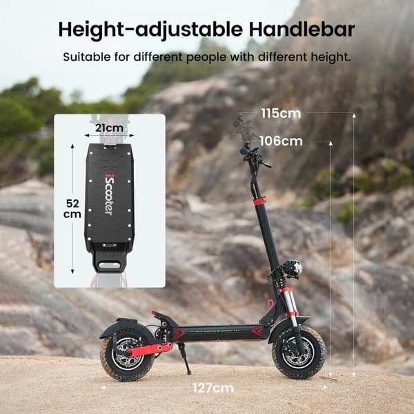 iScooter iX8 60km/h Hastighet 70KM Max Räckvidd 48V 20Ah Batteri 2*1200W Motor 12 Tums Däck Off-road Elektrisk Scooter