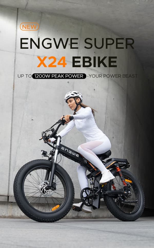 ENGWE X24 1000W motor, 19.2AH+10AH batteri, 25km/h hastighet, 150km räckvidd, 24-tums däck, hydraulisk skivbroms Elcykel för vuxna