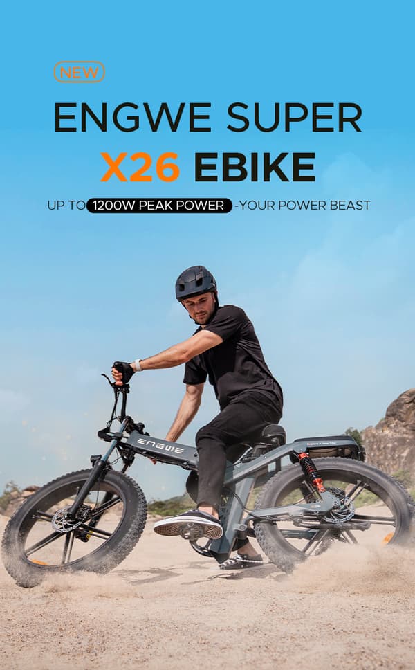 ENGWE X26 1000W motor, 19.2AH + 10AH batteri, 25km/h hastighet, 150km räckvidd, 26-tums däck, hydraulisk skivbroms hopfällbar elcykel för vuxna