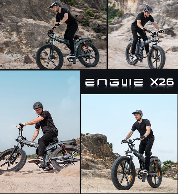 ENGWE X26 1000W motor, 19.2AH + 10AH batteri, 25km/h hastighet, 150km räckvidd, 26-tums däck, hydraulisk skivbroms hopfällbar elcykel för vuxna