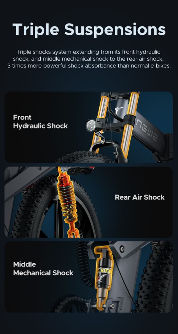 ENGWE X26 150km räckvidd, 19.2AH + 10AH batteri, 25km/h hastighet, 1000W motor, 26-tums däck, hydraulisk skivbroms hopfällbar elcykel för vuxna