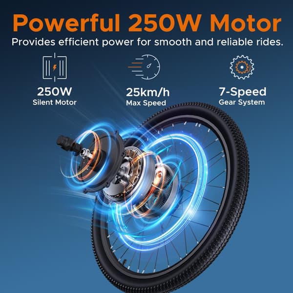 ENGWE MileTrail 1 250W motor, 13AH batteri, 25km/h hastighet, 120km räckvidd, 26” däck, hydraulisk skivbroms, elcykel för vuxna