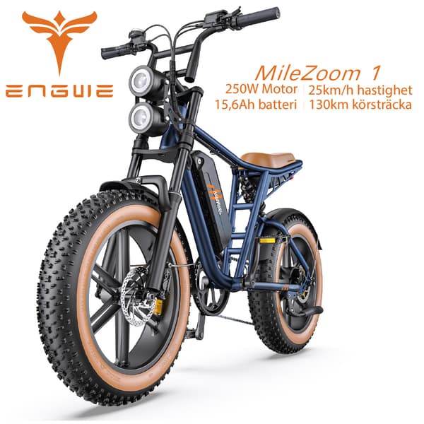 ENGWE MileZoom1 250W motor, 15,6/31,2AH batteri, 25km/h hastighet, 130/260km räckvidd, 20*4,0 tum däck, hydraulisk skivbroms elcykel för vuxna