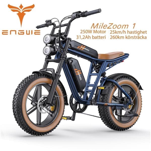 ENGWE MileZoom1 250W motor, 15,6/31,2AH batteri, 25km/h hastighet, 130/260km räckvidd, 20*4,0 tum däck, hydraulisk skivbroms elcykel för vuxna