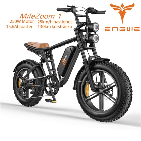 ENGWE MileZoom1 15,6/31,2AH batteri, 250W motor, 25km/h hastighet, 130/260km räckvidd, 20*4,0 tum däck, hydraulisk skivbroms elcykel för vuxna