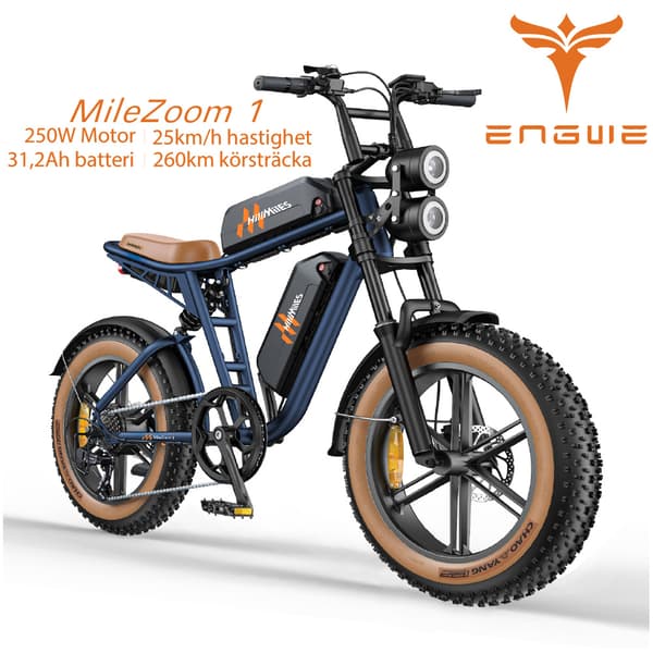 ENGWE MileZoom1 15,6/31,2AH batteri, 250W motor, 25km/h hastighet, 130/260km räckvidd, 20*4,0 tum däck, hydraulisk skivbroms elcykel för vuxna