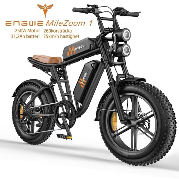 ENGWE MileZoom1 130/260km räckvidd, 15,6/31,2AH batteri, 250W motor, 25km/h hastighet,20*4,0 tum däck, hydraulisk skivbroms elcykel för vuxna
