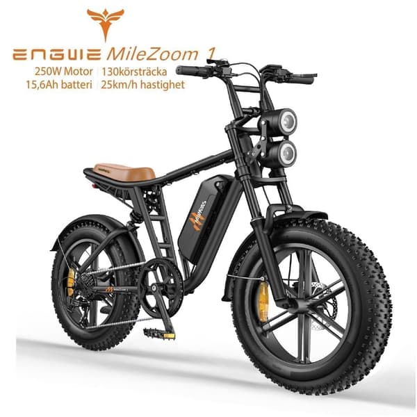 ENGWE MileZoom1  130/260km räckvidd, 15,6/31,2AH batteri, 250W motor, 25km/h hastighet,20*4,0 tum däck, hydraulisk skivbroms elcykel för vuxna