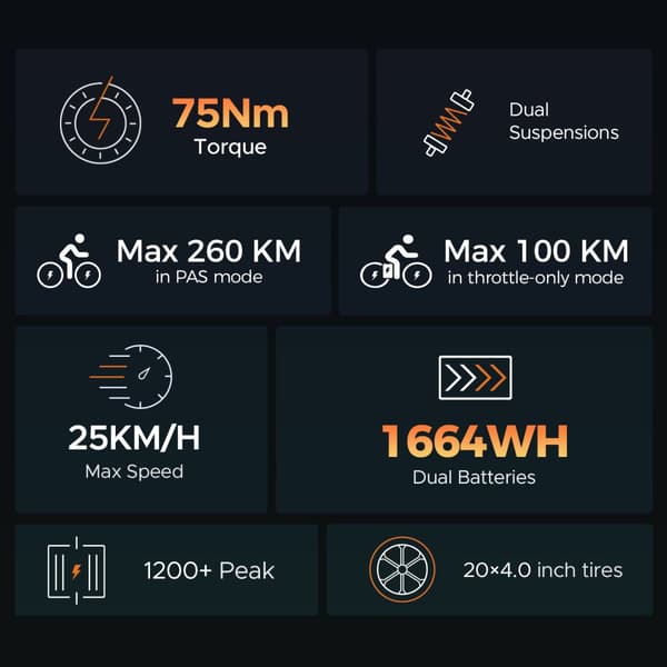 ENGWE MileZoom1 15,6/31,2AH batteri, 130/260km räckvidd, 250W motor, 25km/h hastighet,20*4,0 tum däck, hydraulisk skivbroms elcykel för vuxna