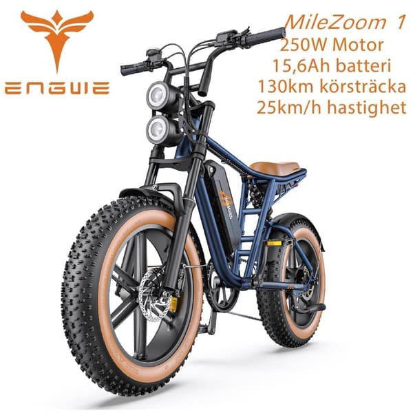 ENGWE MileZoom1 15,6/31,2AH batteri, 130/260km räckvidd, 250W motor, 25km/h hastighet,20*4,0 tum däck, hydraulisk skivbroms elcykel för vuxna