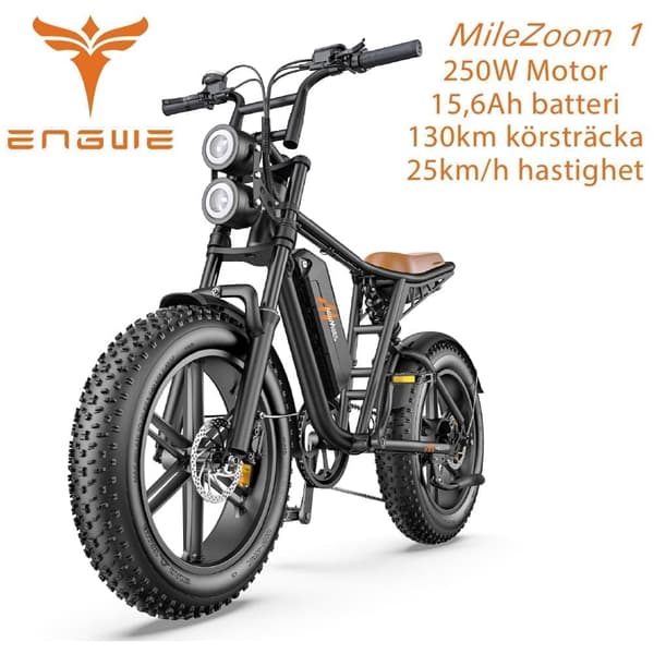 ENGWE MileZoom1  15,6/31,2AH batteri, 130/260km räckvidd, 250W motor, 25km/h hastighet,20*4,0 tum däck, hydraulisk skivbroms elcykel för vuxna