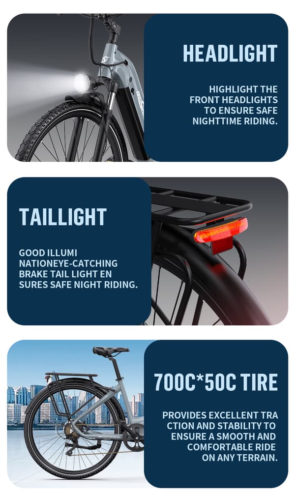 Onesport OT05 Pro sähköpyörä, 250 W moottori, 22,5 Ah akku, 700C*50C rengas, vääntömomenttianturi, hydraulinen jarru