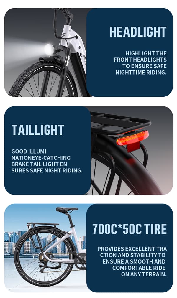 Onesport OT05 Pro sähköpyörä, 250 W moottori, 22,5 Ah akku, 700C*50C rengas, vääntömomenttianturi, hydraulinen jarru