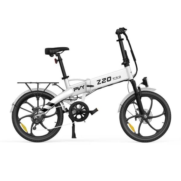 Elcykel PVY Z20 Pro - Motor 250W Batteri 36V10.4AH Räckvidd 80KM Mekaniska skivbromsar - Vit