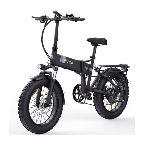Elcykel Ridstar H20 - Motor 500W Batteri 48V15Ah Däck 20" Mekaniska skivbromsar - Svart