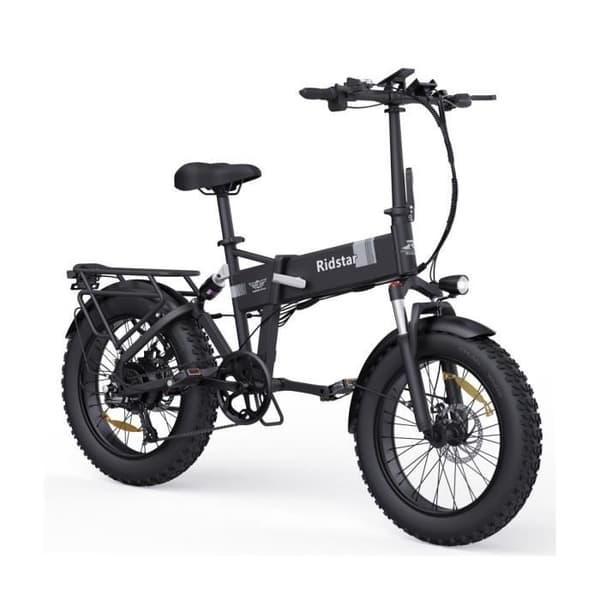 Elcykel Ridstar H20 - Motor 500W Batteri 48V15Ah Däck 20" Mekaniska skivbromsar - Svart
