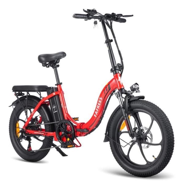 FAFREES Elcykel 20" Mountainbike - Batteri 36V - 16Ah - Motor 250W - 7 Växlar - Röd