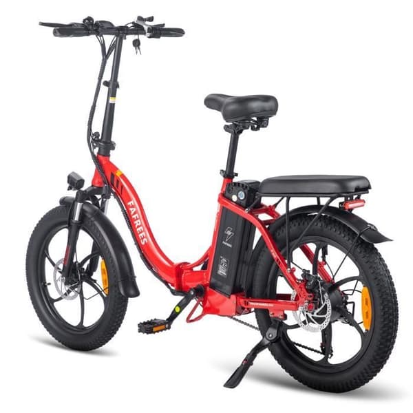 FAFREES Elcykel 20" Mountainbike - Batteri 36V - 16Ah - Motor 250W - 7 Växlar - Röd