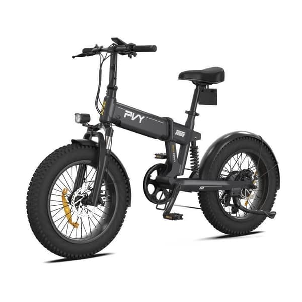 PVY Turbo Elcykel - Motor 250W Batteri 48V13AH Däck 20" Mekaniska Skivbromsar - Grå