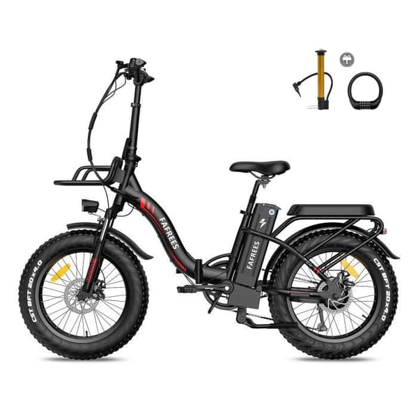 Fällbar elcykel FAFREES F20 Max Batteri Samsung 48V 22,5 Ah - Räckvidd 160 km - 500 W - 20*4.0 tum - Svart