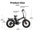 Miniatyrbillede 8 af 9: Lamtier B08A 20 tommer foldbar elcykel | 48V 13Ah | 250W BAFANG-motor | 25 km/t