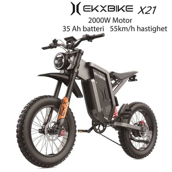 EKX X21 35AH Li-ion batteri, 2000W motor, 55km/h hastighet, 20*4.0 off-road däck, hydraulisk skivbroms Mountain E-bike