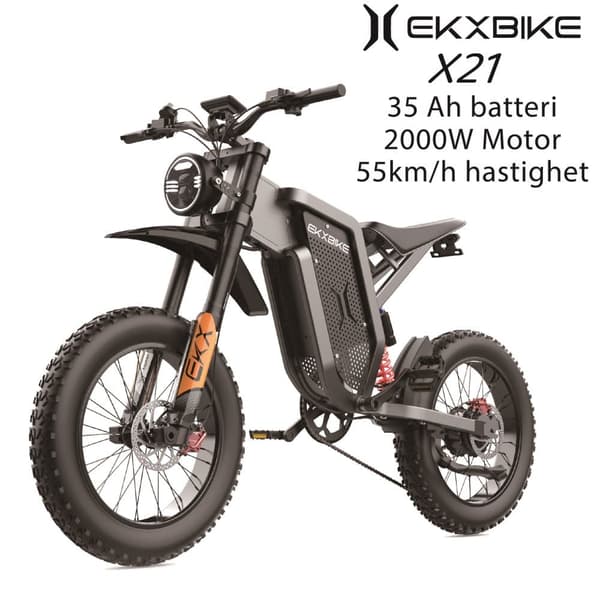EKX X21 2000W motor, 55km/h hastighet, 35AH Li-ion batteri, 20*4.0 off-road däck, hydraulisk skivbroms Mountain E-bike