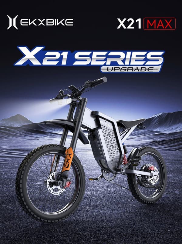 EKX X21 Max 3000W motor, 85km/h hastighet, 30AH Li-Ion batteri, 19-tums offroad-däck, hydrauliska skivbromsar Mountain e-bike
