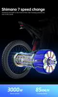 Miniatyrbild 6 av 11: EKX X21 Max 3000W motor, 85km/h hastighet, 30AH Li-Ion batteri, 19-tums offroad-däck, hydrauliska skivbromsar Mountain e-bike
