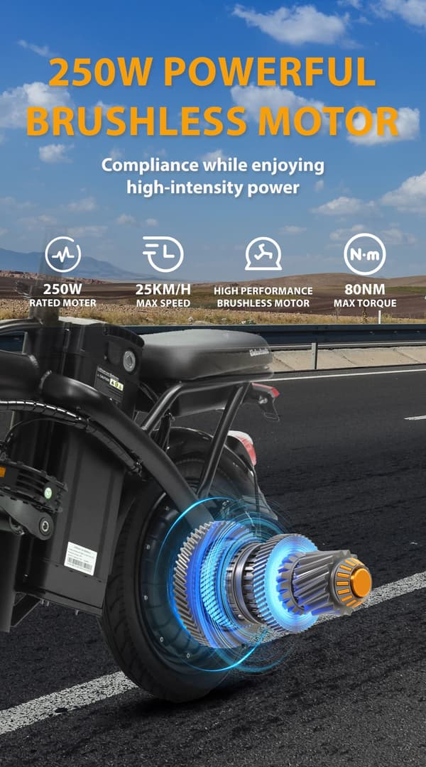 Elekwheels F3 14" Hopfällbar Elcykel: 48V/250W Motor, 75 km Räckvidd, Dubbla Skivbromsar & Stålpakethållare