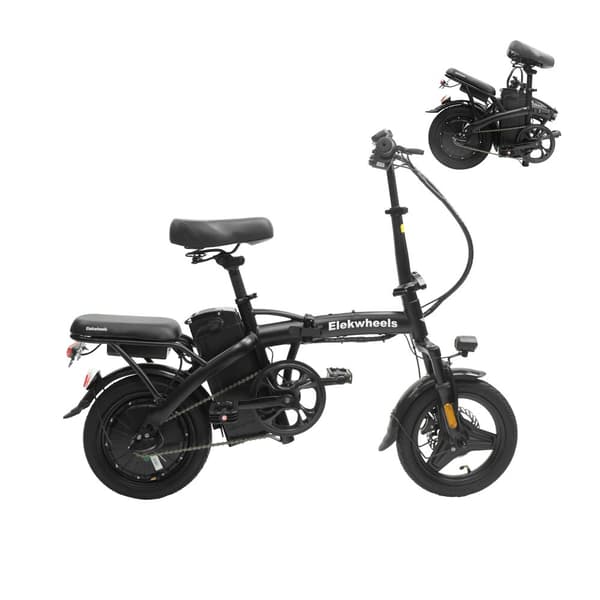 Elekwheels F3 14" Hopfällbar Elcykel: 48V/250W Motor, 75 km Räckvidd, Dubbla Skivbromsar & Stålpakethållare