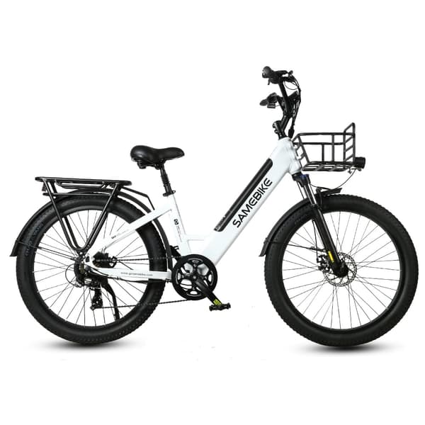 SAMEBIKE RS-A01 Plus 26" elektrisk stadscykel, motor 48V 750W, 14AH batteri Vit
