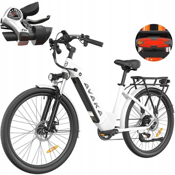 AVAKA K200 Elektrisk fordon 48V 12AH 350W 35KM/H 100HK för E-bike Vit