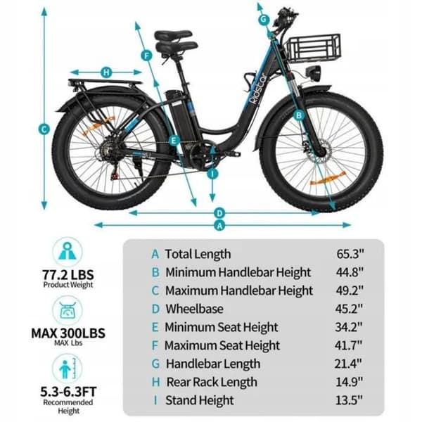 Ridstar MN26 Elcykel - Motor 1500W - Batteri 48V 20Ah - Shimano 7 växlar - Mekanisk broms - 26*4.0" terräng - 120KM